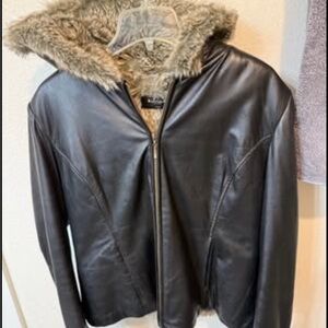 Black Leather Jacket with Faux Fur Lining